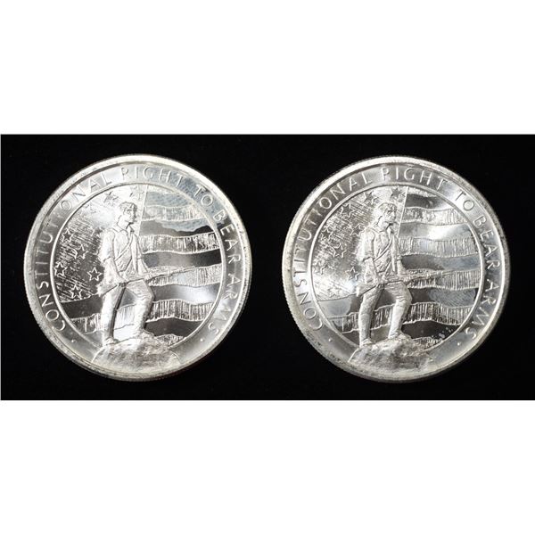 (2) 1 OZ RIGHT TO BEAR ARMS .999 SILVER ROUNDS