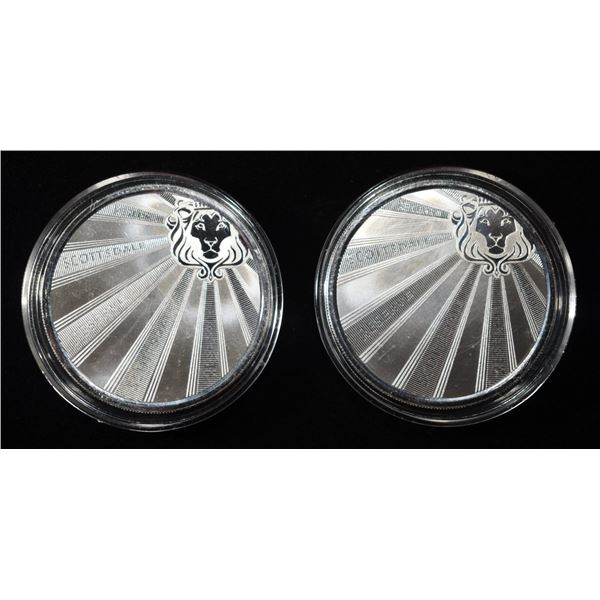 (2) 1 OZ SCOTTSDALE MINT .999 SILVER ROUNDS