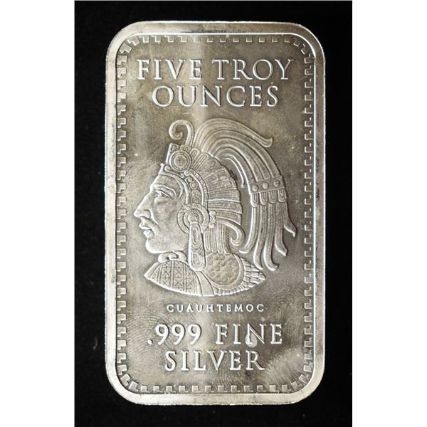 5 OZ .999 SILVER BAR CUAUHTEMOC