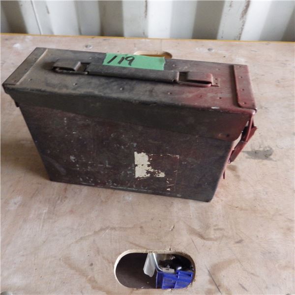 Metal ammunition container with two inch ardox nails