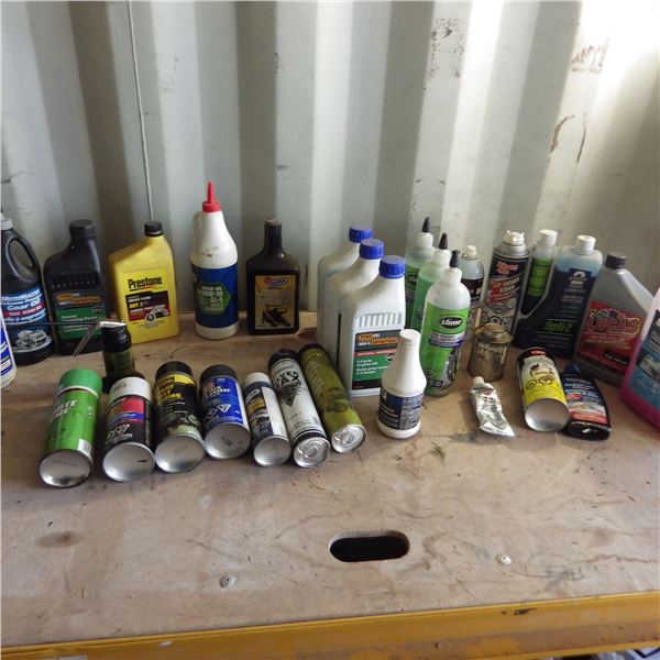 Assorted oils and shop fluids