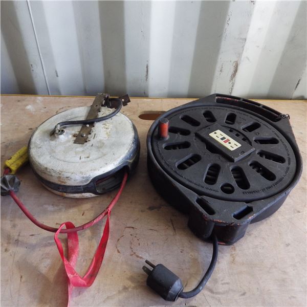 Wall mount retractable extension cord and  Extension cord with GFI outlet