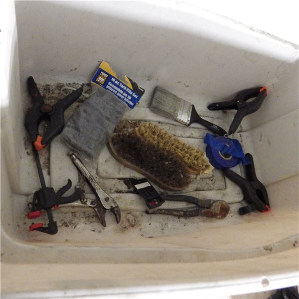 Tools including vice grips, clamps, fish tape etcetera