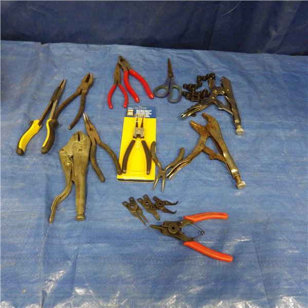 assorted pliers and vice grips etcetera