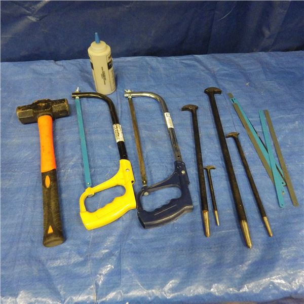 pry bars, hacksaws , hammer