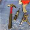 Image 2 : Claw hammer, Carton tape dispenser, ceiling fan arm blade, vice grips, multi bit screwdriver, Stanle