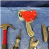 Image 4 : Claw hammer, Carton tape dispenser, ceiling fan arm blade, vice grips, multi bit screwdriver, Stanle