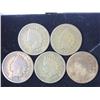 Image 1 : 5 Assorted 1880's Indian Head Cents