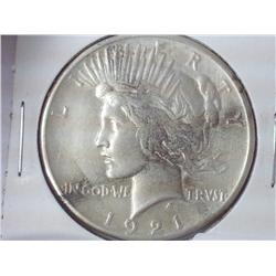 1921 Peace Silver Dollar (Key Date) AU