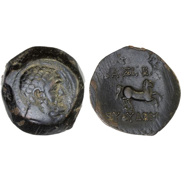 BACTRIA: Euthydemos I, ca. 230-200 BC, AE 1/2 obol (7.63g), VF-XF