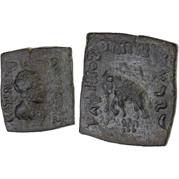 BACTRIA: Heliokles II Dikaios, ca. 110-100 BC, AE square 1/2 obol (8.92g), VF