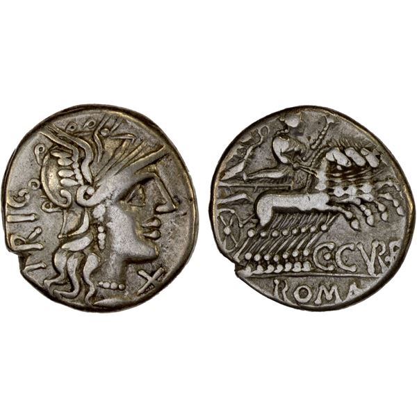 ROMAN REPUBLIC: C. Curiatius, AR denarius (3.91g), Rome, 135 BC, F-VF