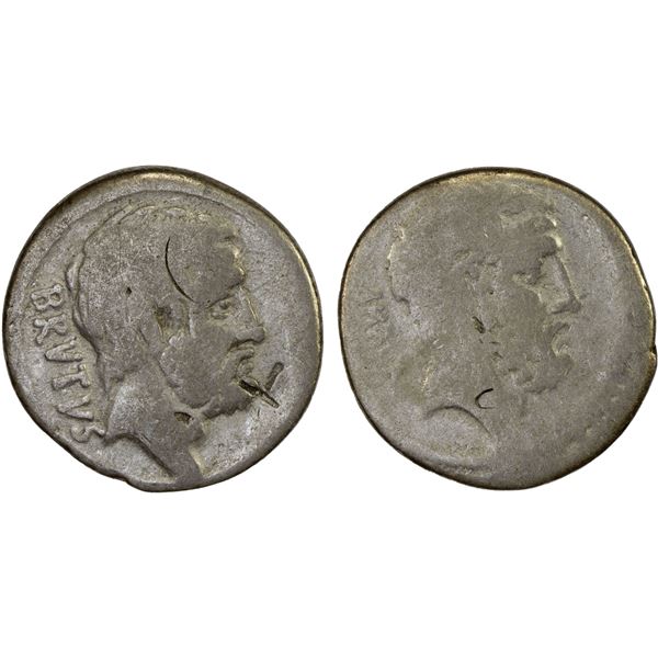 ROMAN REPUBLIC: M. Junius Brutus, AR denarius (3.56g), Rome, 54 BC, VG