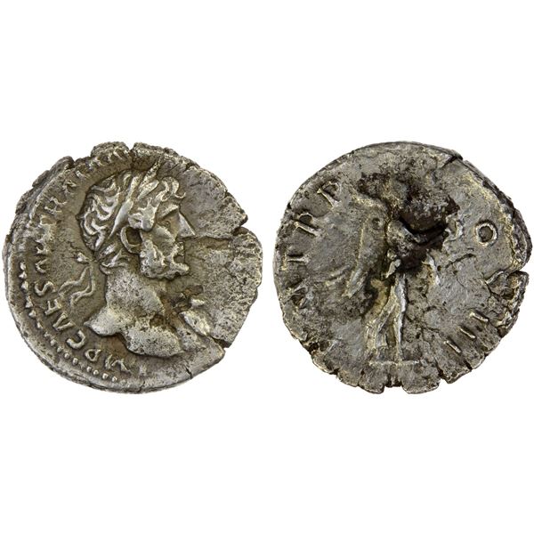 ROMAN EMPIRE: Hadrian, 117-138 AD, AR quinarius (1.32g), Rome, 120-121 AD, VF