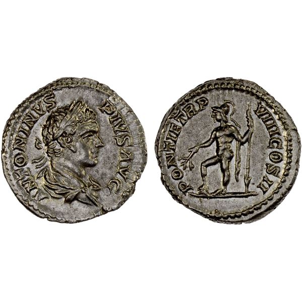 ROMAN EMPIRE: Caracalla, 198-217 AD, AR denarius (3.36g), Rome, 205 AD, XF