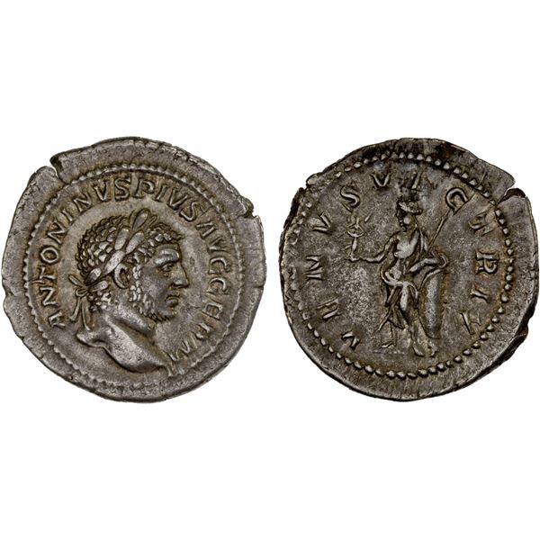 ROMAN EMPIRE: Caracalla, 198-217 AD, AR denarius (2.92g), Rome, 213-217 AD, Choice VF