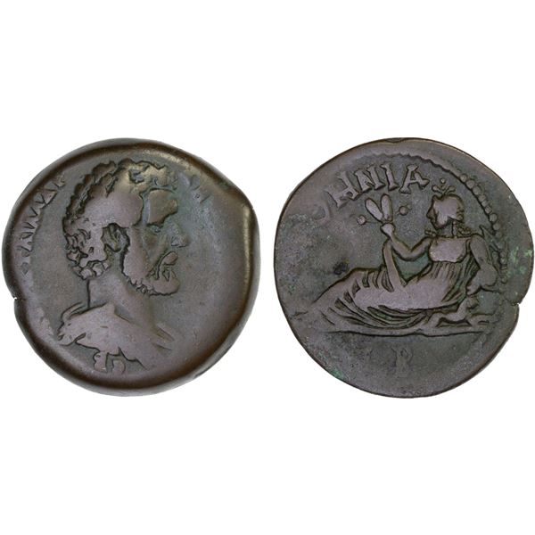 ROMAN PROVINCIAL, EGYPT: Antoninus Pius, 138-161, AE drachm (22.14g), Alexandria, year 2, Fine