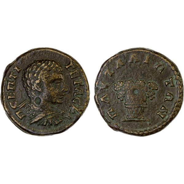 ROMAN PROVINCIAL, THRACE: Pautalia, Geta, as caesar, 198-209, AE18 (4.60g), VF