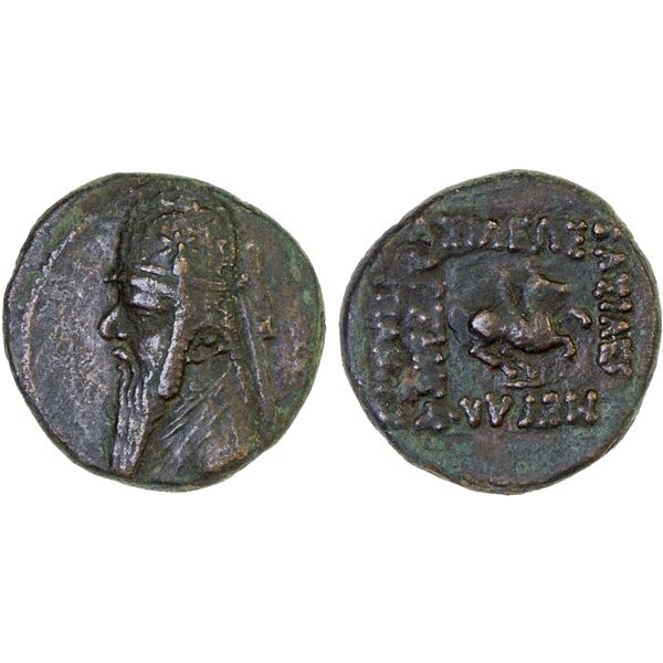 PARTHIAN KINGDOM: Mithradates II, ca. 123-88 BC, AE16 (3.22g), Rhagai, VF