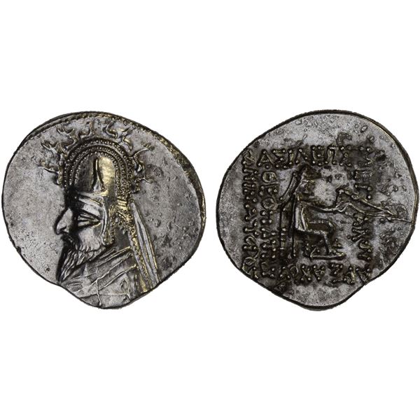 PARTHIAN KINGDOM: Gotarzes I, ca. 95-87 BC, AR drachm (4.00g), Rhagai, AU