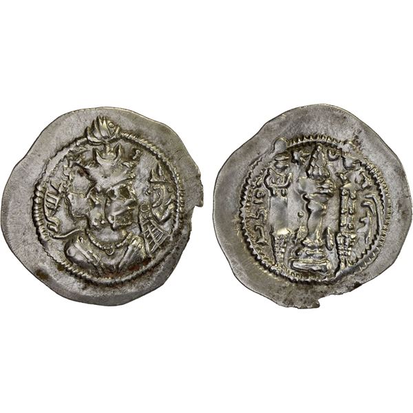 SASANIAN KINGDOM: Zamasp, 497-499, AR drachm (3.85g), BYSh (Bishapur), year 2, VF-XF