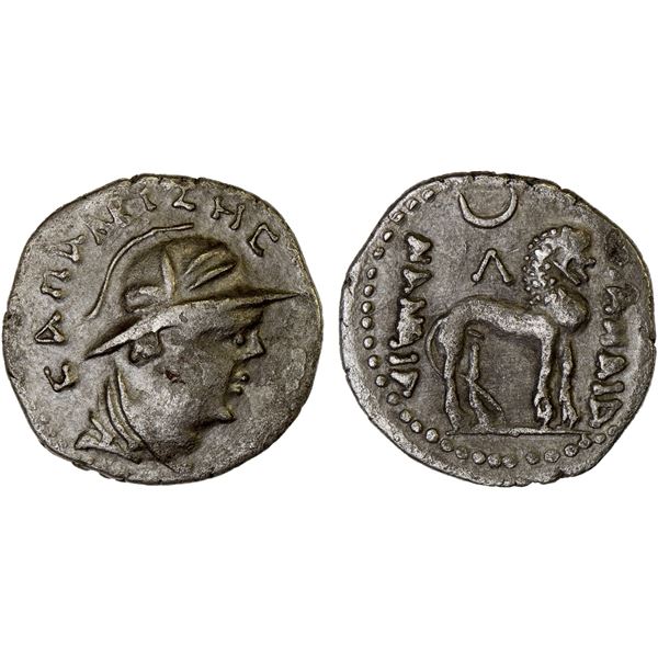 YUEH CHI: Sapadbizes, late 1st century BC, AR drachm (1.68g), Choice VF