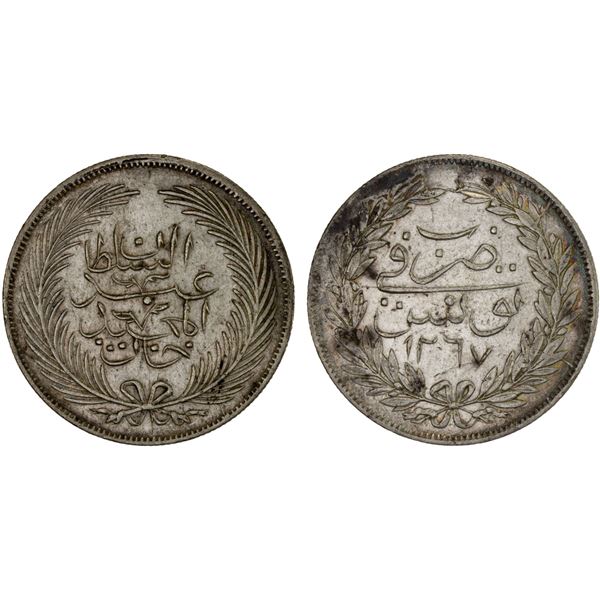 OTTOMAN TUNIS: Abdul Mejid, 1839-1861, AR 2 piastres, Tunis, AH1267, XF