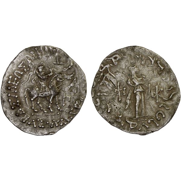 INDO-SCYTHIAN: Azes, ca. 58-12 BC, AR tetradrachm (9.46g), VF-XF