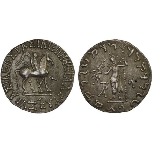 INDO-SCYTHIAN: Azes, ca. 58-12 BC, AR tetradrachm (8.68g), VF-XF