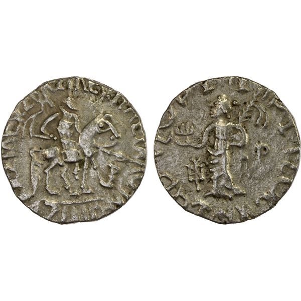 INDO-SCYTHIAN: Azilises, ca. 57-35 BC, AR tetradrachm (9.11g), VF