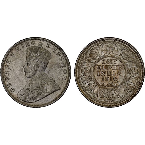 BRITISH INDIA: George V, 1910-1936, AR rupee, 1918(b), Unc