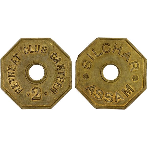 BRITISH INDIA: brass 2 annas token, ND (ca. 1930), AU