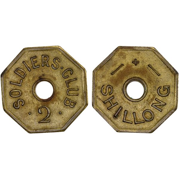 BRITISH INDIA: brass 2 annas token, ND (ca. 1943), XF