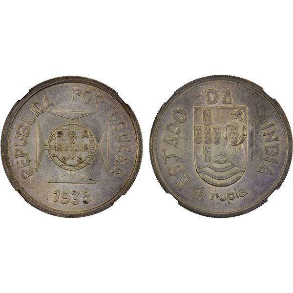 PORTUGUESE INDIA: AR rupia, 1935, NGC MS62