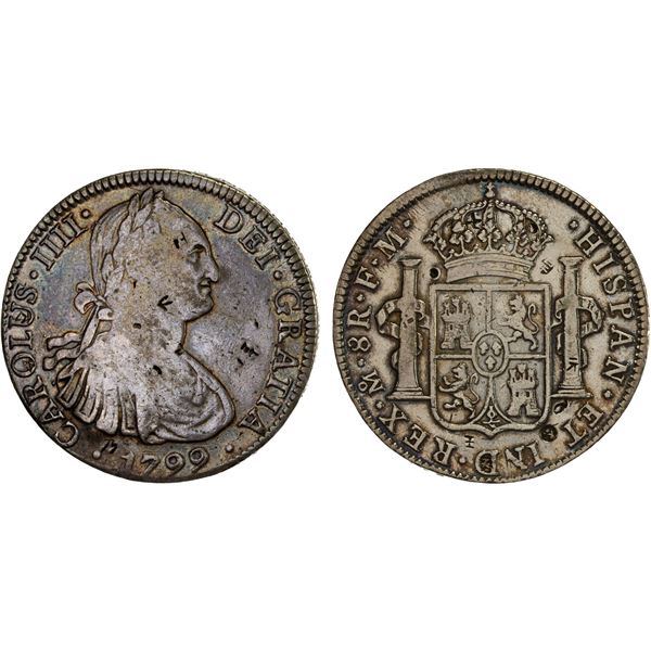 CHINA: CHOPMARKED COINS: MEXICO: Carlos IV, 1788-1808, AR 8 reales, 1799-Mo, VF