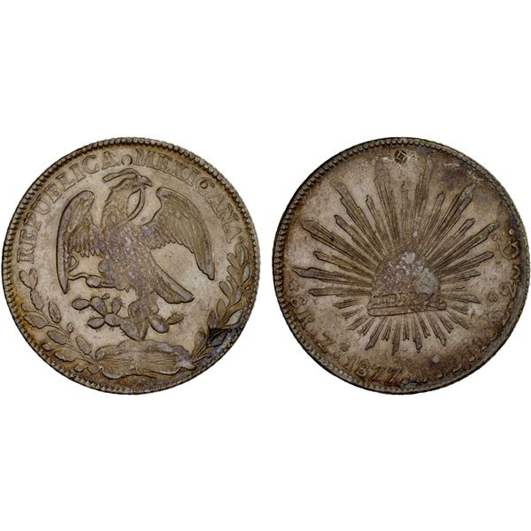 CHINA: CHOPMARKED COINS: MEXICO: Republic, AR 8 reales (26.94g), 1877-Zs, XF