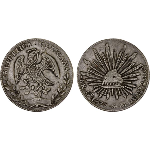 CHINA: CHOPMARKED COINS: MEXICO: Republic, AR 8 reales (27.03g), 1878-Go, VF