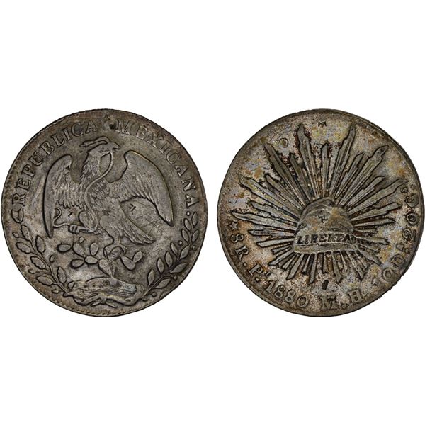 CHINA: CHOPMARKED COINS: MEXICO: Republic, AR 8 reales (25.77g), 1880-Pi, VF