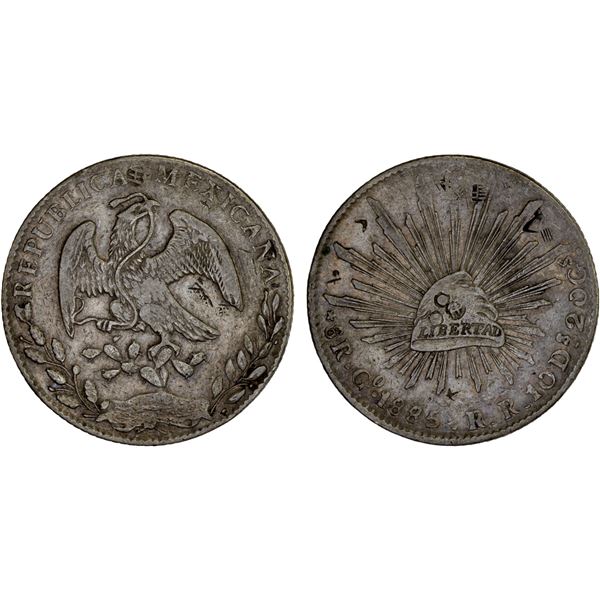 CHINA: CHOPMARKED COINS: MEXICO: Republic, AR 8 reales (26.94g), 1885 (8/7)-Go, VF