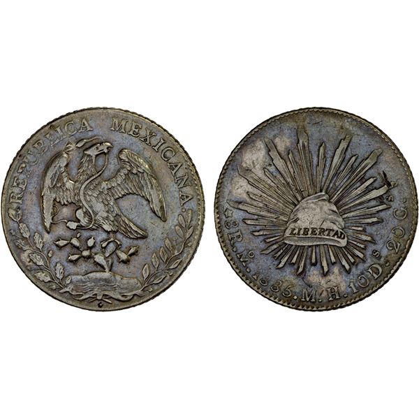 CHINA: CHOPMARKED COINS: MEXICO: Republic, AR 8 reales (26.88g), 1885-Mo, VF