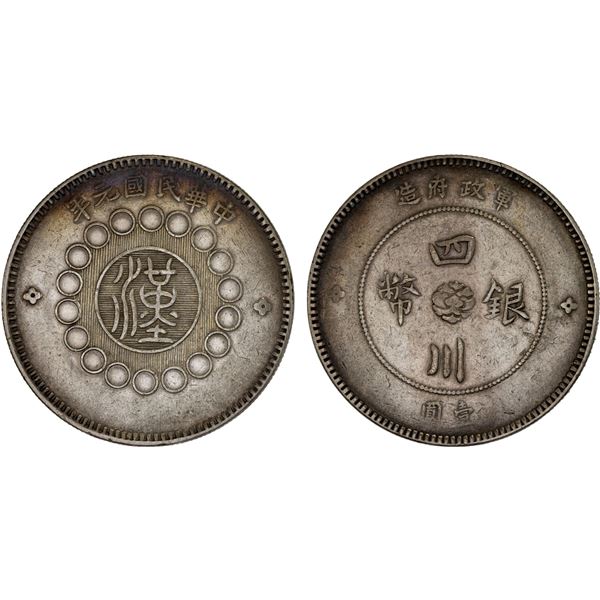 SZECHUAN: Republic, AR dollar, year 1 (1912), VF-XF