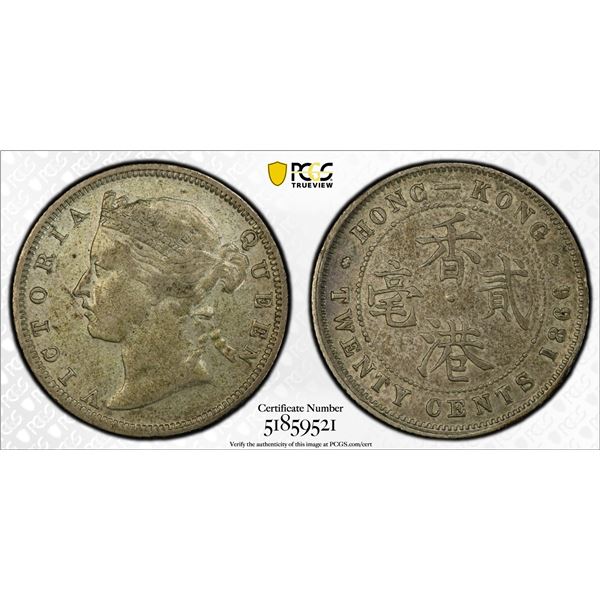 HONG KONG: Victoria, 1841-1901, AR 20 cents, 1866, PCGS EF40