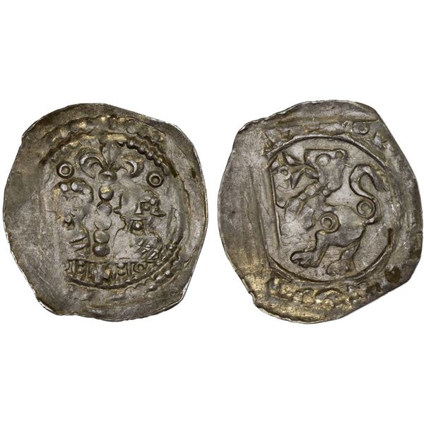 AUSTRIA: CARINTHIA: Bernhard II, 1202-1256, AR pfennig (0.69g), Landstrass, VF