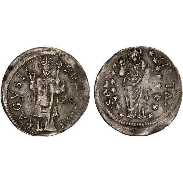 CROATIA: RAGUSA: Republic, AR grosetto / dinaric, 1626, XF