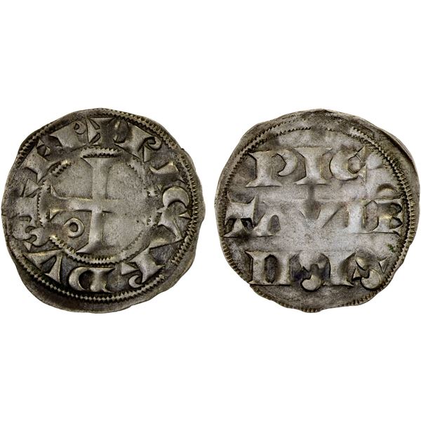 FRANCE: ANGLO-GALLIC: Richard I 'the Lionheart', 1189-1199, AR denier (0.89g), Poitou, Choice VF