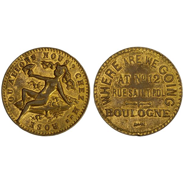 FRANCE: brass token, ND (ca. 1900), Unc