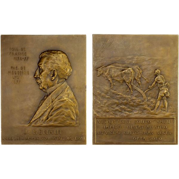 FRANCE: AE plaque (156.2g), 1912, Choice Unc