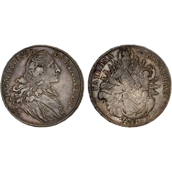 BAVARIA: Maximilian III Joseph, 1745-1777, AR thaler, 1768, VF