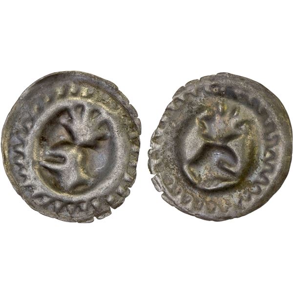 BRANDENBURG-PRUSSIA: Friedrich II, 1440-1471, AE denier bBracteate (0.27g), Frankfurt an der Oder, V