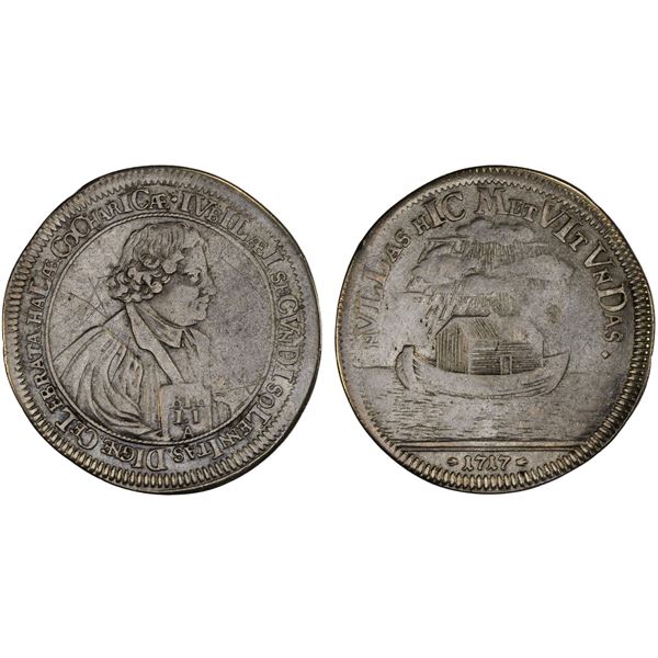 HALL IN SWABIA: Free Imperial City, AR 2 ducats (3.46g), Nürnberg, 1717, Fine